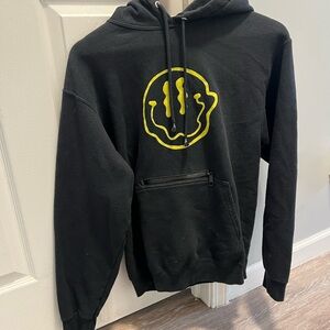 Black hoodie with smiley face